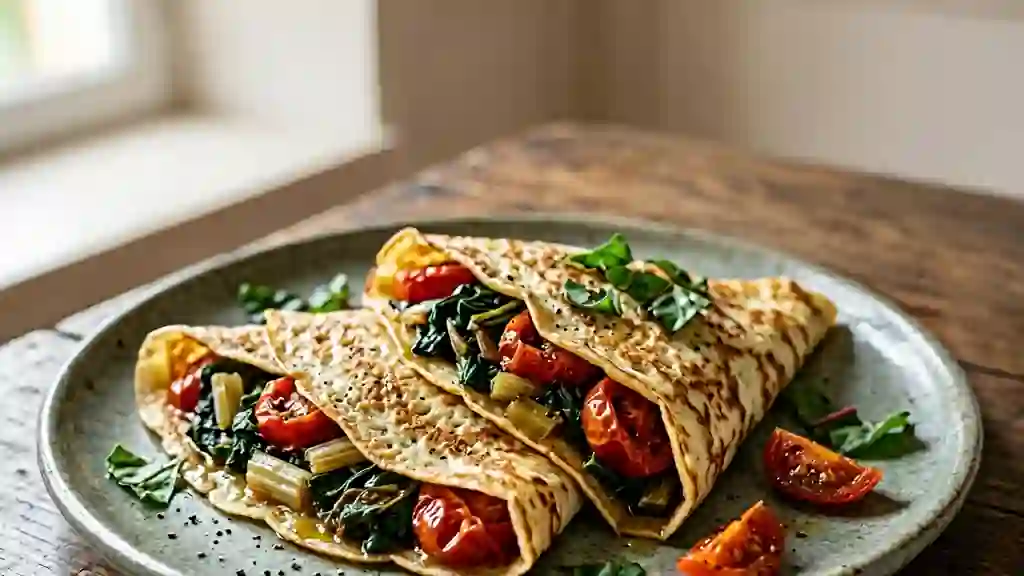 Crêpes fondantes aux blettes et tomates - Photo de présentation