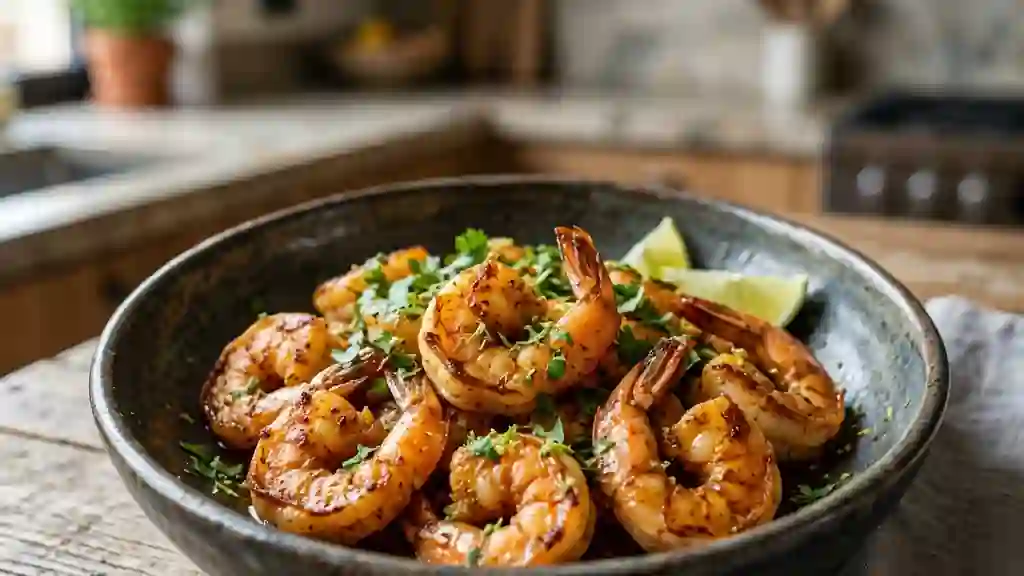 Crevettes snackées aux épices et citron vert - Photo de présentation