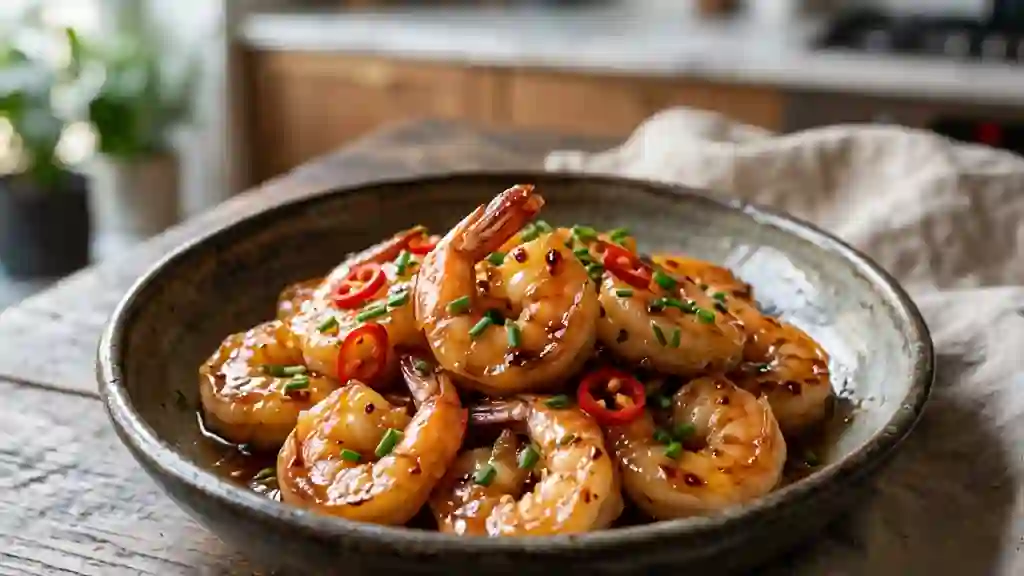 Crevettes laquées au miel et vinaigre - Photo de présentation