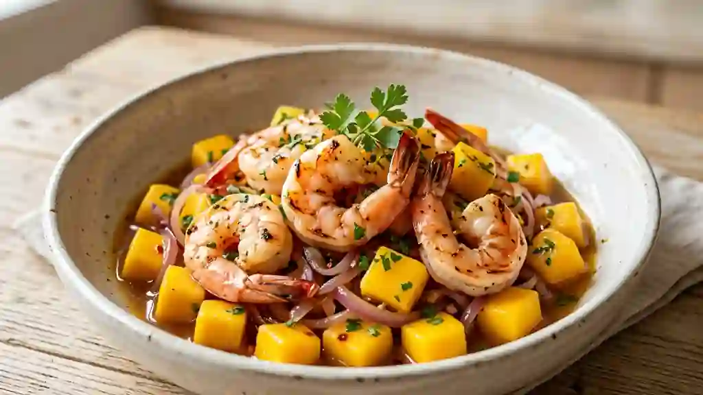 Poêlée de Crevettes à la Mangue Acidulée - Photo de présentation