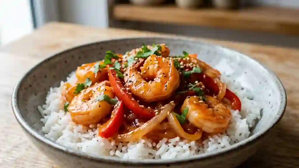 Crevettes Laquées à la Sauce Aigre-Douce - Photo de présentation