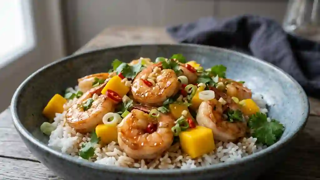 Crevettes Thaï au Wok et Mangue Fondante - Photo de présentation