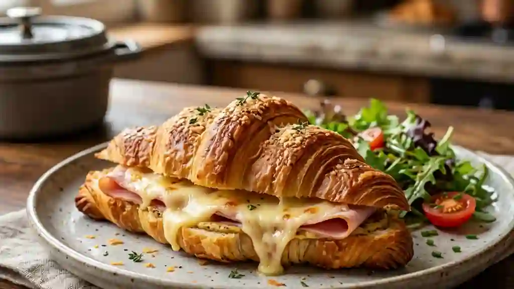 Croissant au jambon gratiné et fondant - Photo de présentation