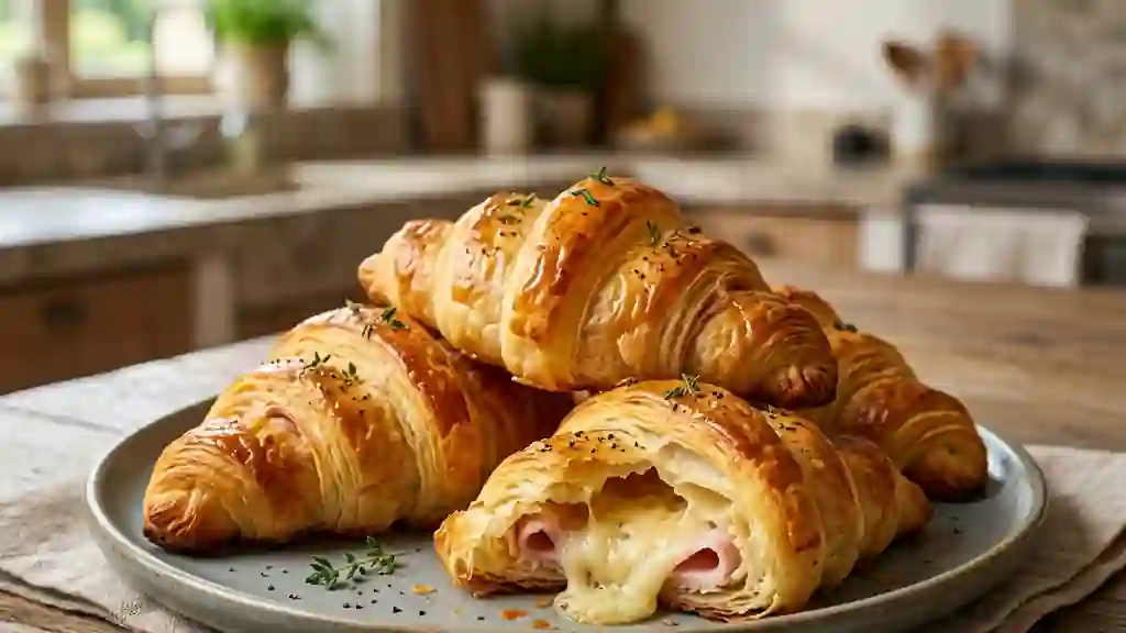 Croissants jambon-fromage croustillants - Photo de présentation