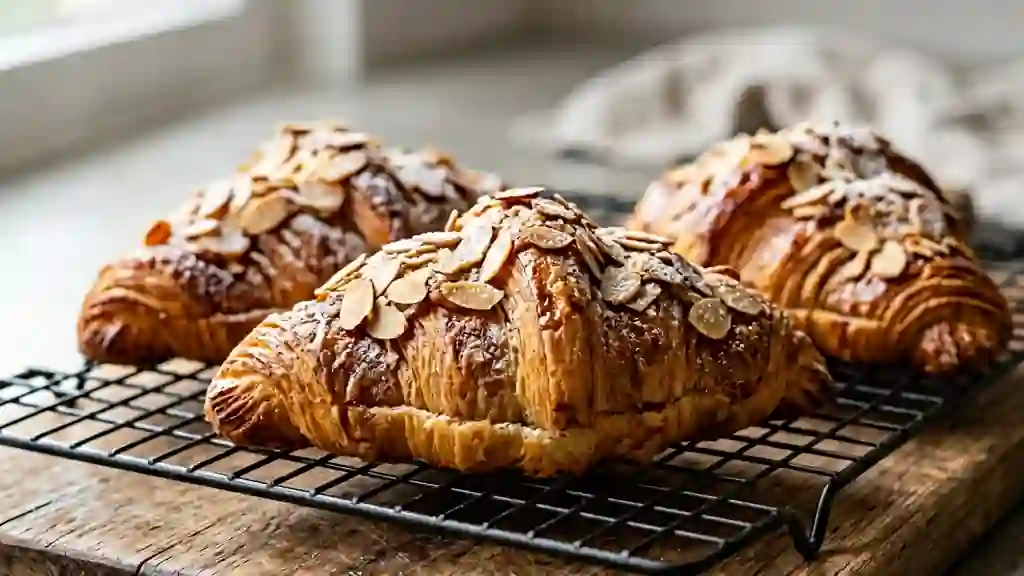 Croissants dorés à la crème d'amandes - Photo de présentation