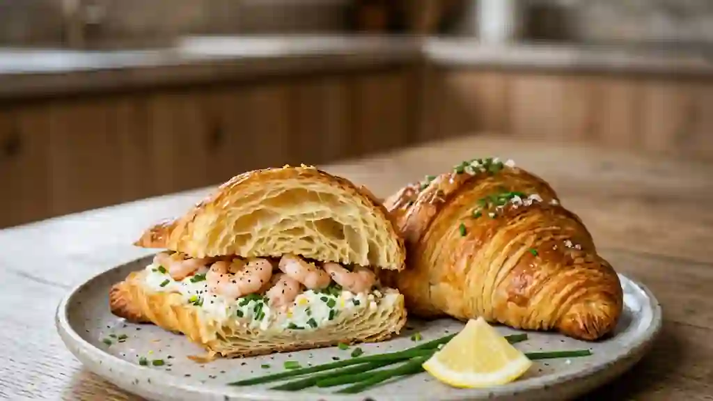 Croissants feuilletés crevettes et ciboulette - Photo de présentation