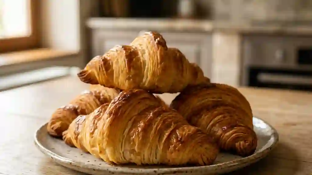 Croissants pur beurre au feuilletage aérien - Photo de présentation