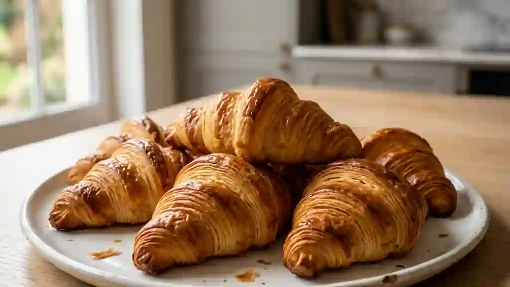 Croissants pur beurre croustillants et feuilletés - Photo de présentation