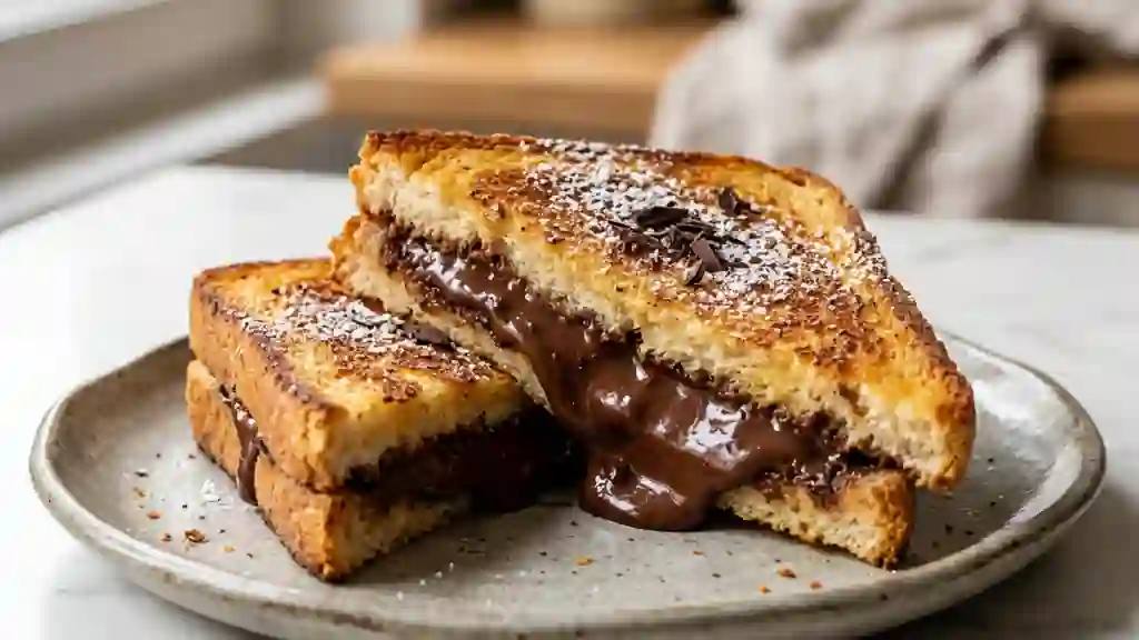 Croque au chocolat noir coulant et croustillant - Photo de présentation