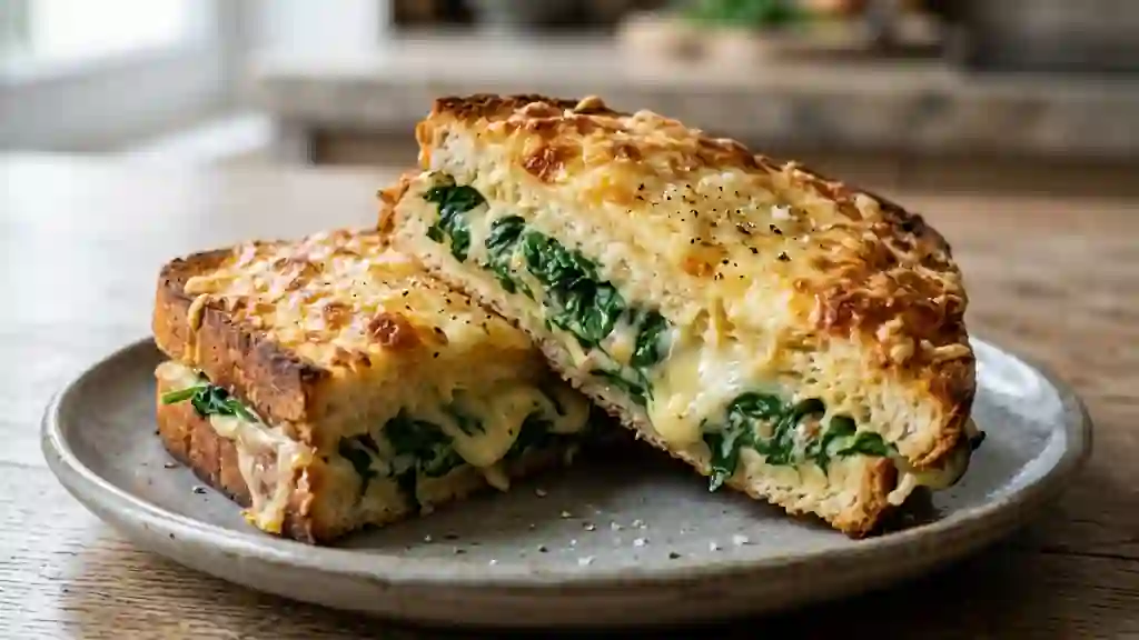 Croque-monsieur fondant épinards et béchamel - Photo de présentation