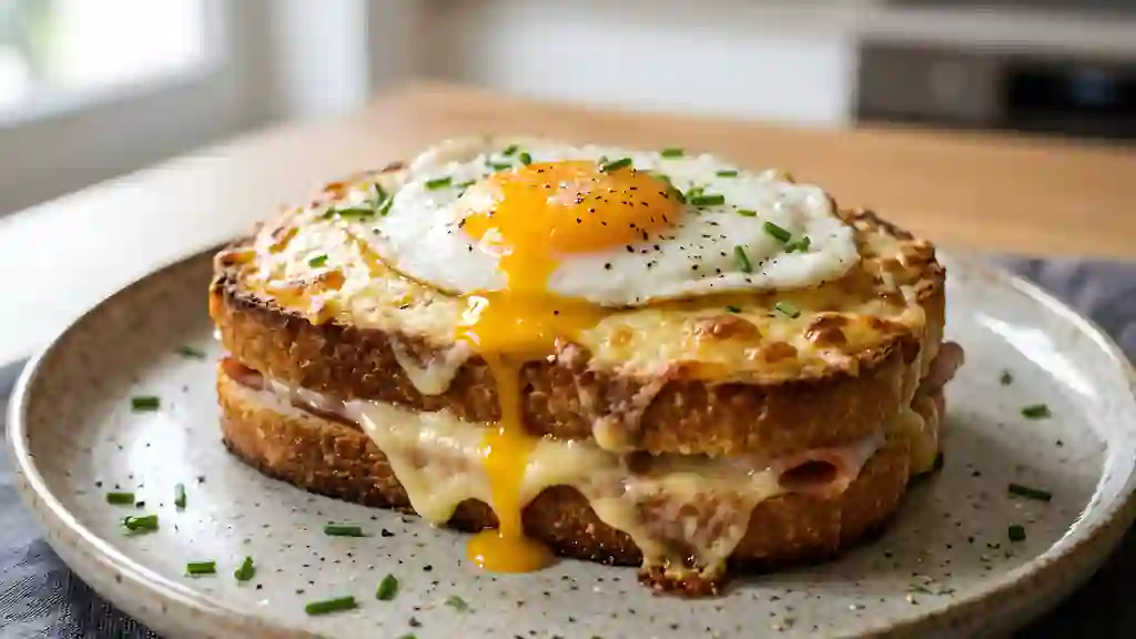 Croque-Madame au Fromage Fondu et Œuf Coulant - Photo de présentation