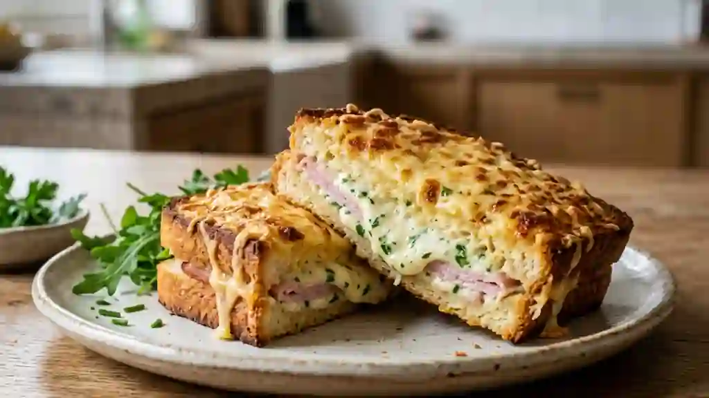 Croque-Monsieur Fondant au Boursin Ail et Herbes - Photo de présentation