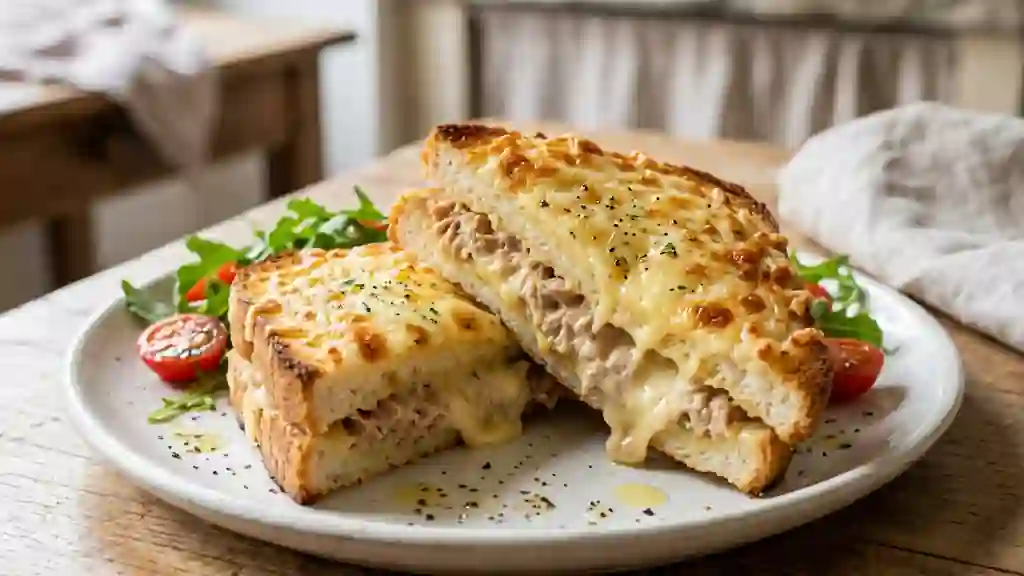 Croque-monsieur fondant au thon et béchamel - Photo de présentation