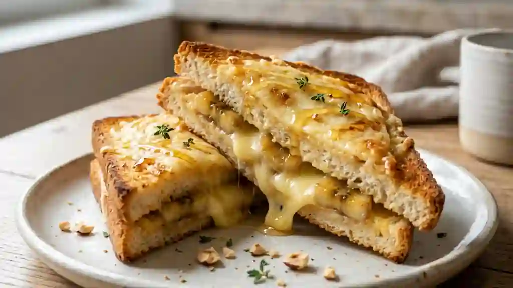 Croque banane et raclette fondante au miel - Photo de présentation