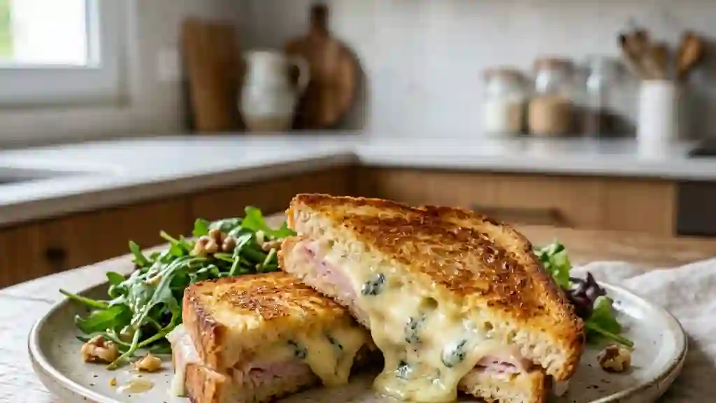 Croque au Roquefort croustillant et fondant - Photo de présentation