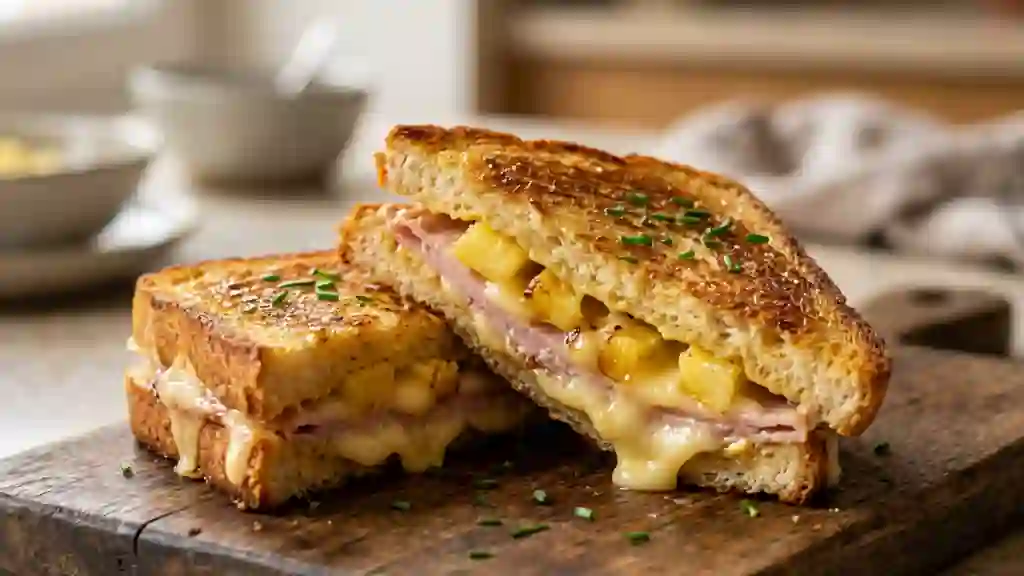 Croque-monsieur Hawaïen croustillant et fondant - Photo de présentation