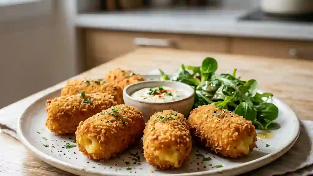 Croquettes dorées au fromage coulant - Photo de présentation