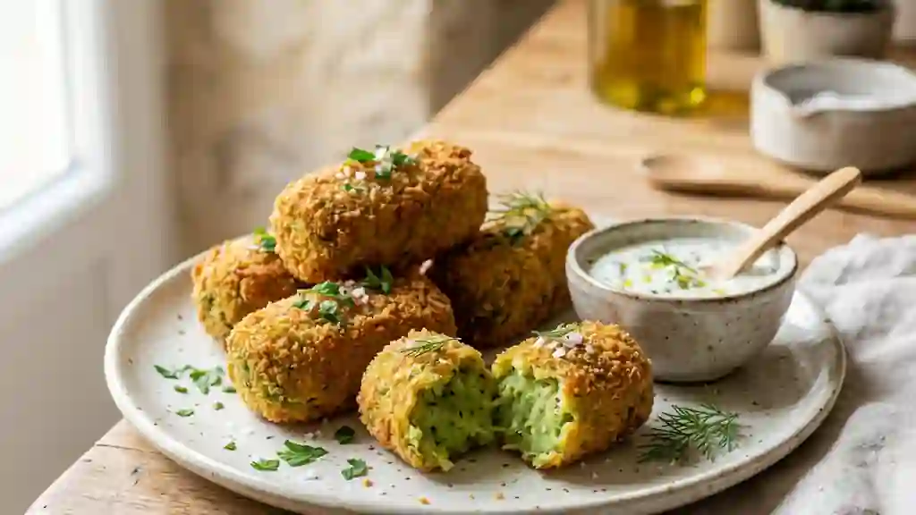 Croquettes croustillantes haricots verts et parmesan - Photo de présentation