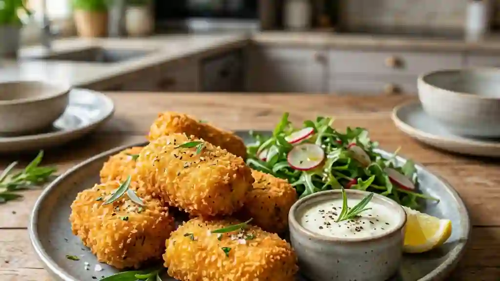 Croquettes de poisson dorées à l'estragon - Photo de présentation