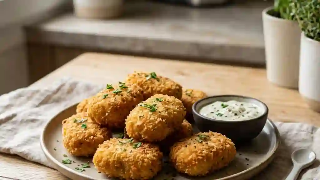 Croquettes de poulet croustillantes à l'ail - Photo de présentation
