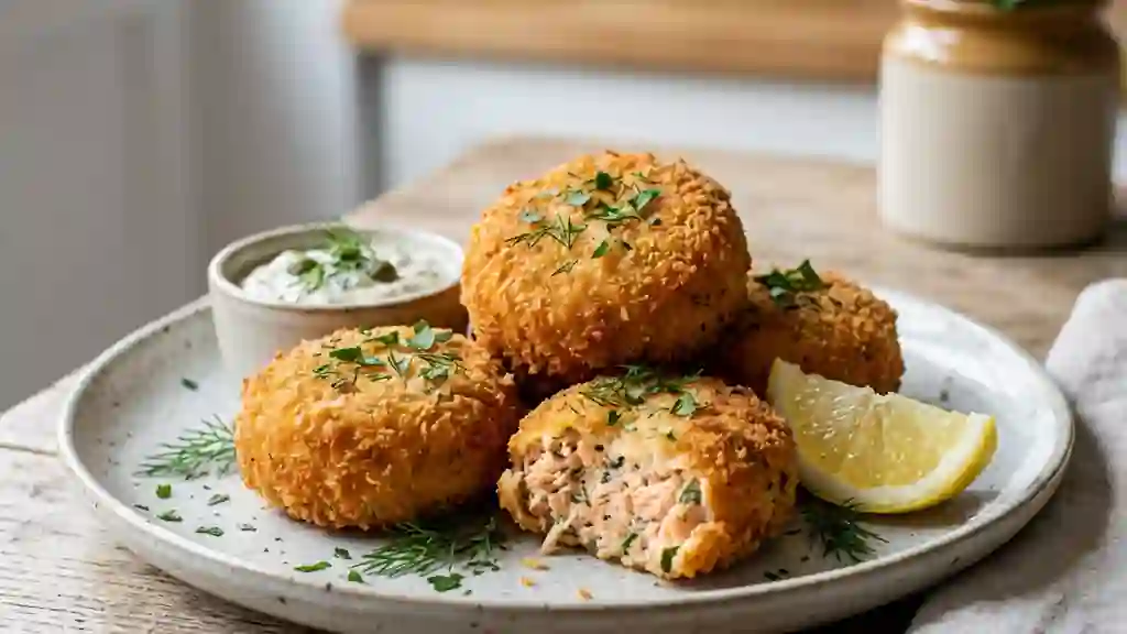 Croquettes de saumon dorées et fondantes - Photo de présentation