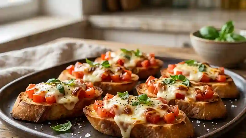 Crostinis ailés à la mozzarella fondante - Photo de présentation