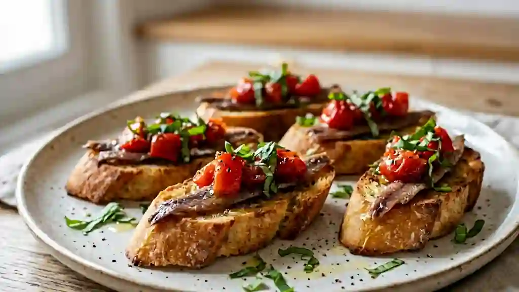 Crostinis Croquants Anchois & Tomates Confites - Photo de présentation