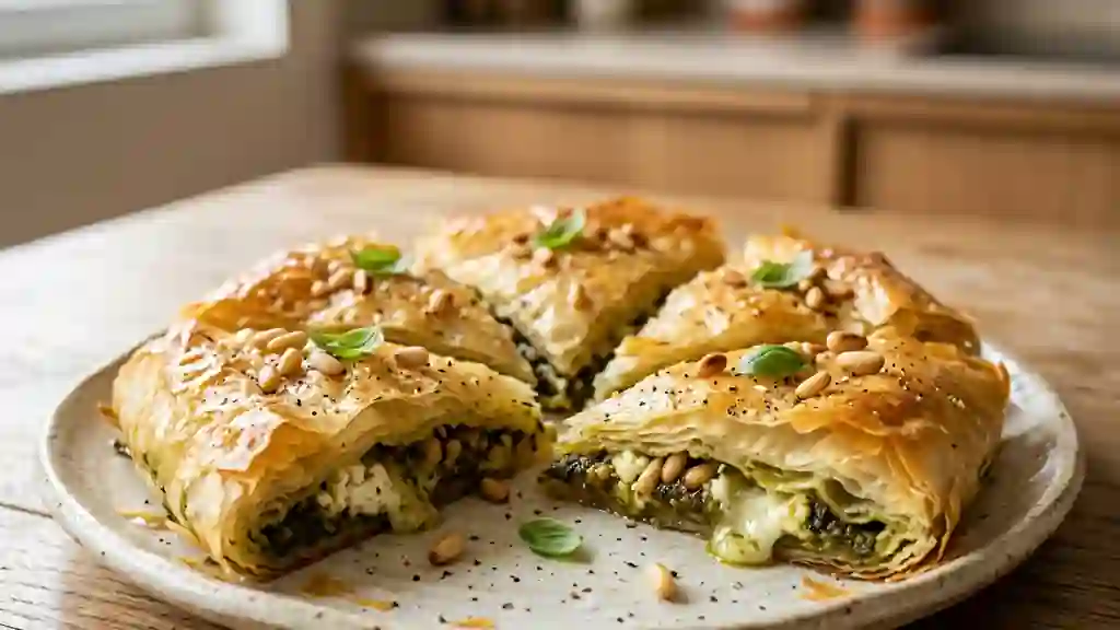 Feuilleté croustillant au pesto et chèvre fondant - Photo de présentation