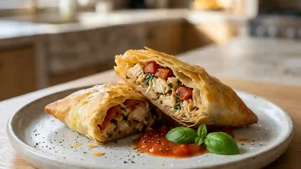 Brick craquante au crabe, tomate et basilic - Photo de présentation