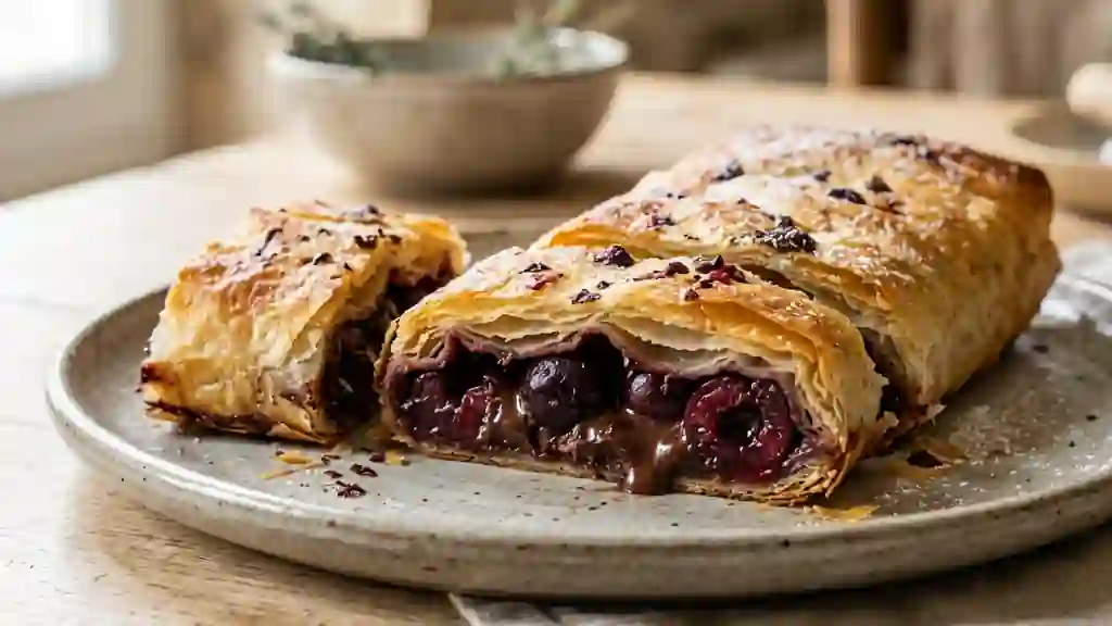 Feuilleté craquant cerise et chocolat noir - Photo de présentation