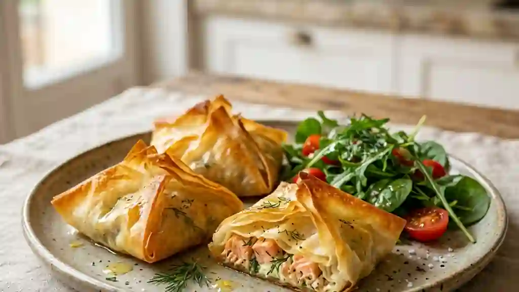 Bricks craquantes saumon et fromage frais - Photo de présentation
