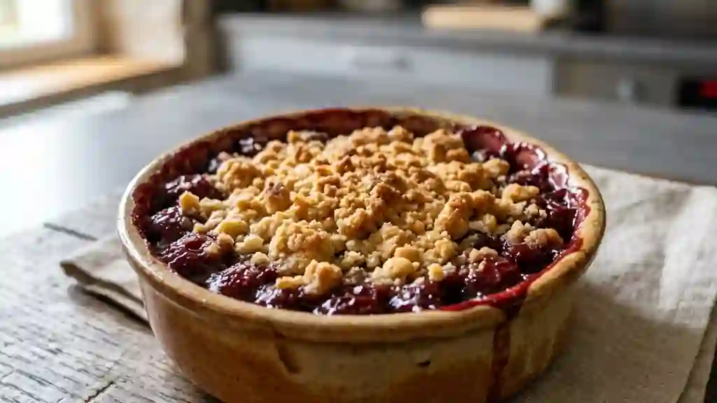 Crumble aux cerises fondant et craquant - Photo de présentation