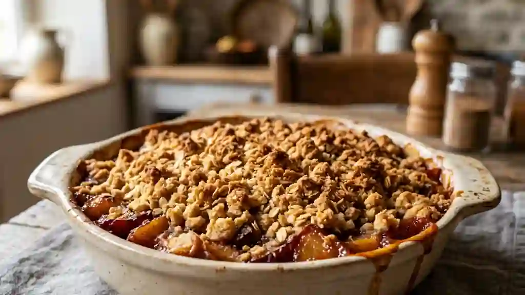 Crumble croustillant aux fruits d'automne épicés - Photo de présentation