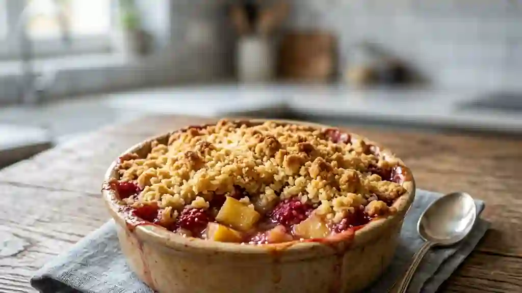 Crumble croustillant pomme et framboise - Photo de présentation