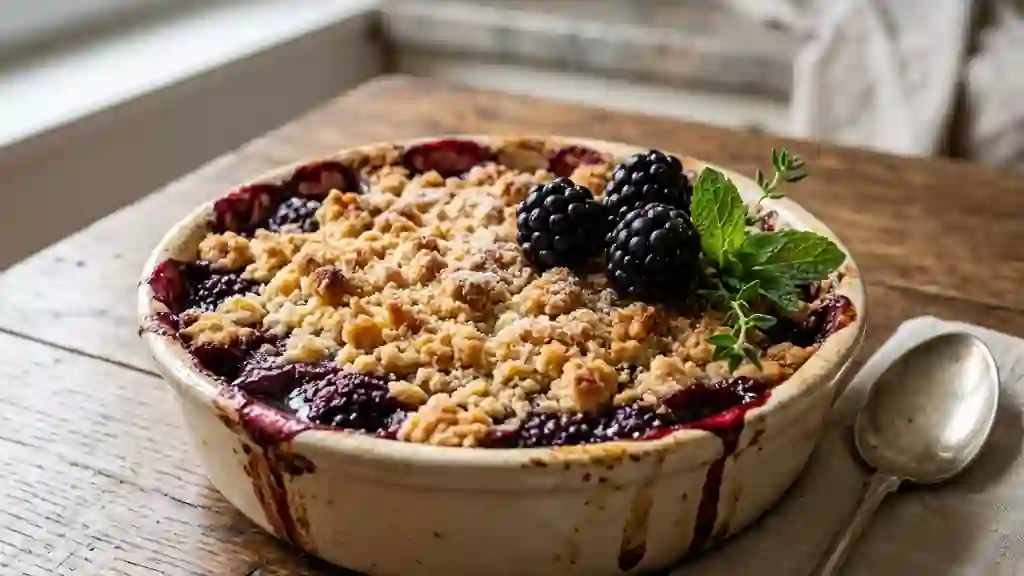 Crumble aux mûres croustillant et fondant - Photo de présentation