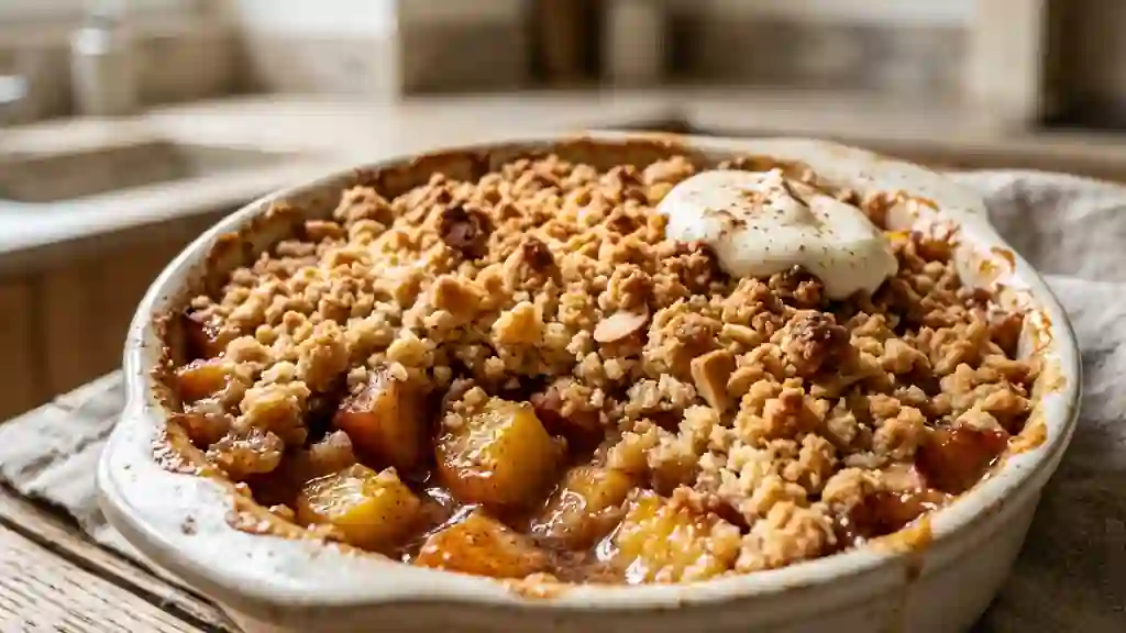 Crumble nectarine fondant et sablé amande - Photo de présentation