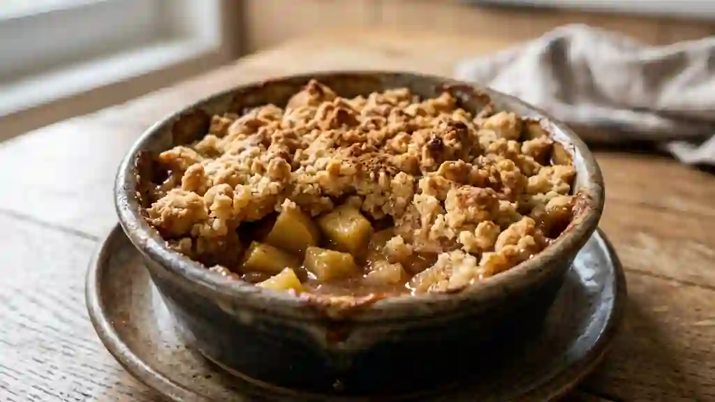 Crumble pommes-coings sablé à la cannelle - Photo de présentation