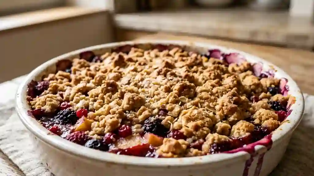 Crumble pomme-fruits rouges au sable croquant - Photo de présentation