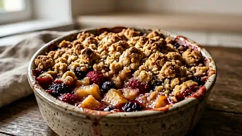 Crumble croustillant pomme et fruits rouges - Photo de présentation