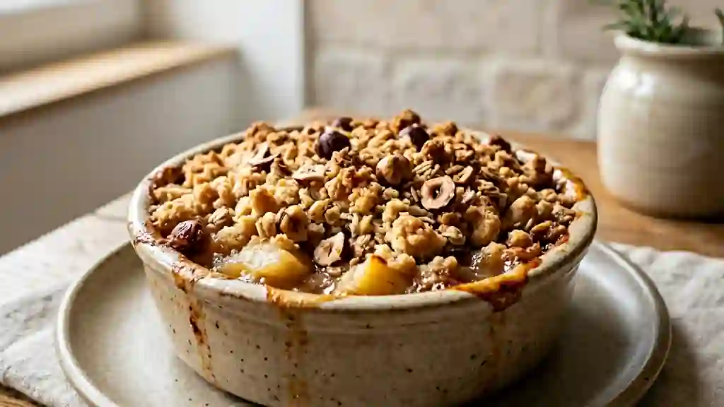 Crumble croustillant pomme et noisettes - Photo de présentation
