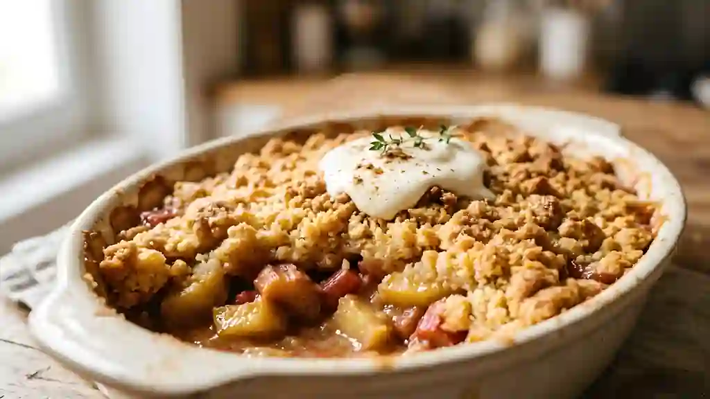Crumble Croustillant Rhubarbe et Pommes Cannelle - Photo de présentation