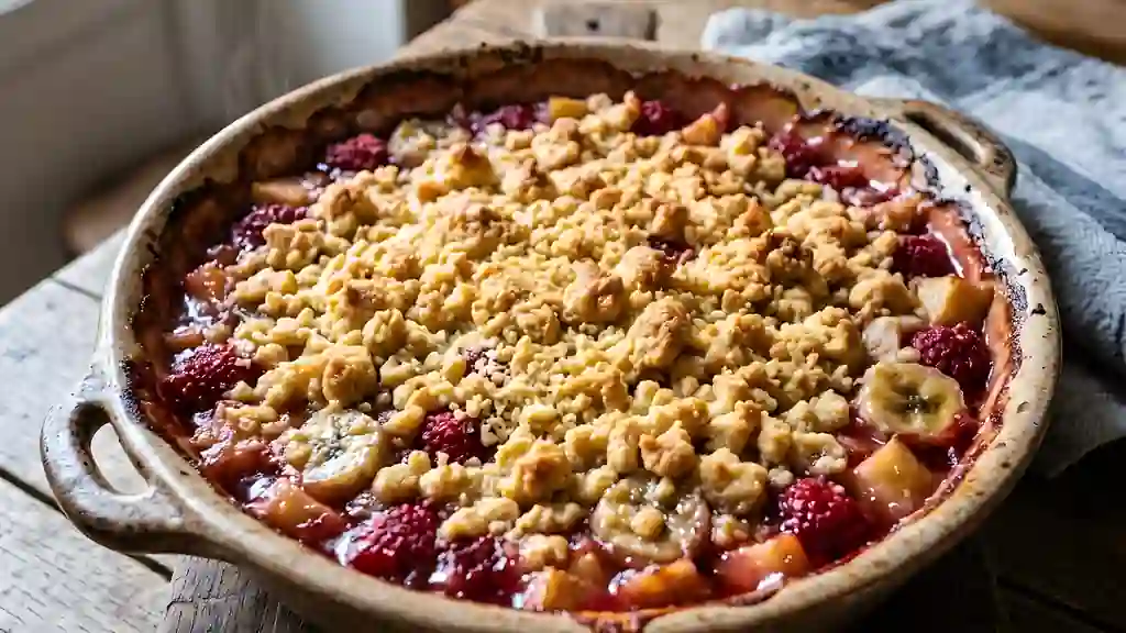 Crumble Pomme, Banane et Framboise - Photo de présentation