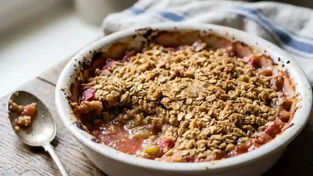 Crumble rhubarbe et avoine croustillant - Photo de présentation
