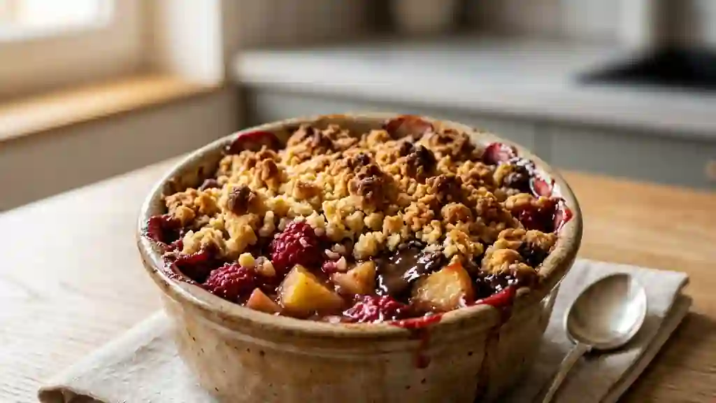 Crumble Croustillant Pomme Framboise & Chocolat - Photo de présentation