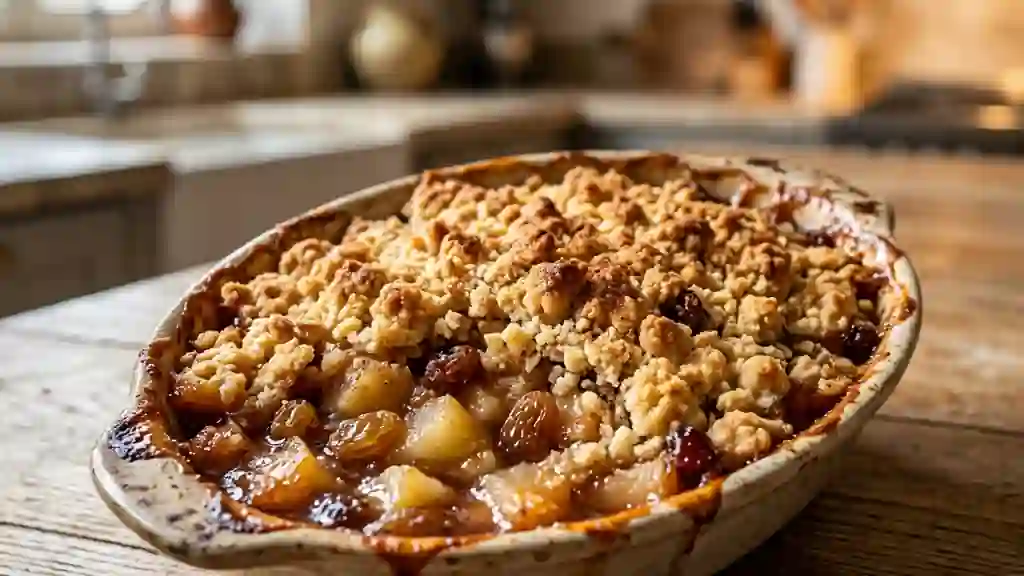 Crumble Croustillant Pommes, Poires et Raisins - Photo de présentation