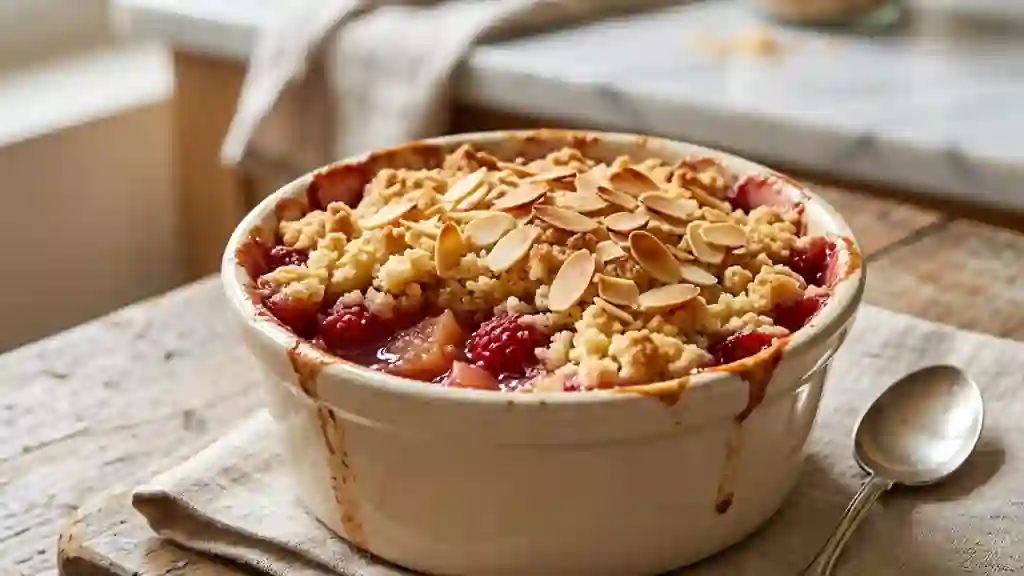 Crumble Pomme Framboise aux Amandes Croquantes - Photo de présentation