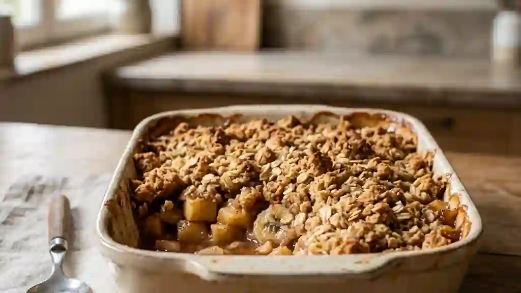 Crumble pomme-banane : duo fondant et craquant - Photo de présentation
