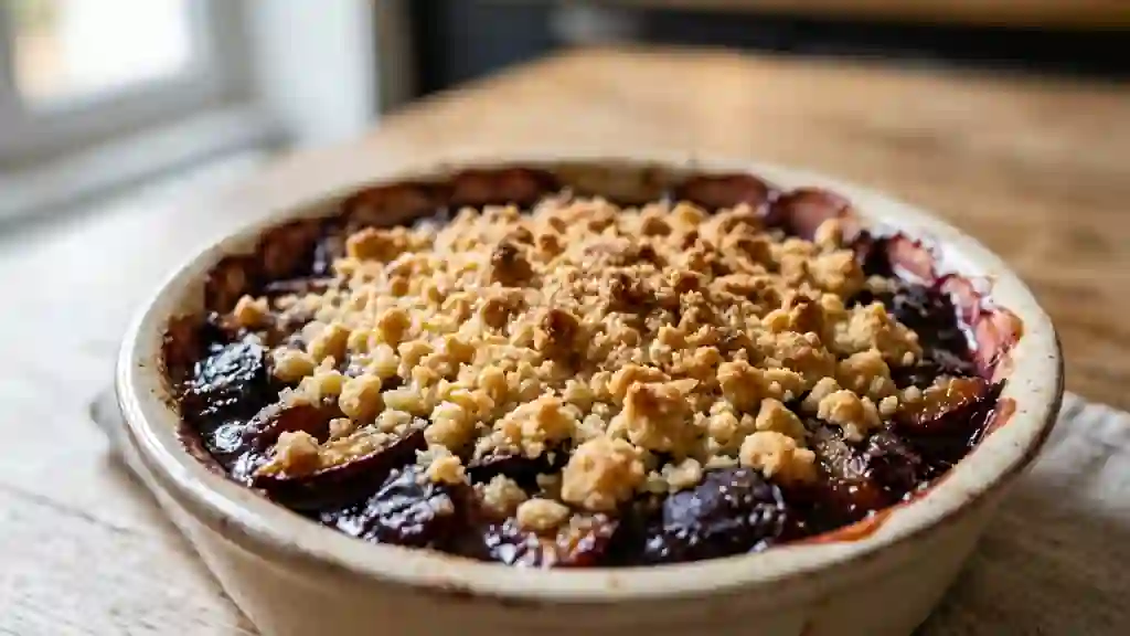 Crumble aux quetsches acidulé et craquant - Photo de présentation