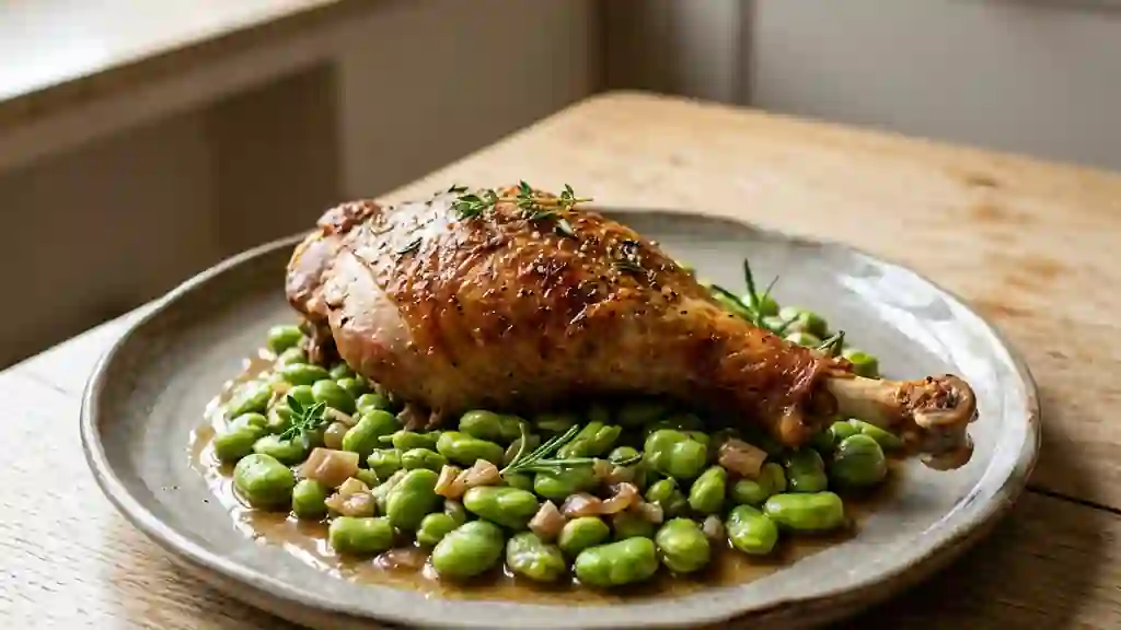 Cuisse de dinde fondante aux fèves et romarin - Photo de présentation