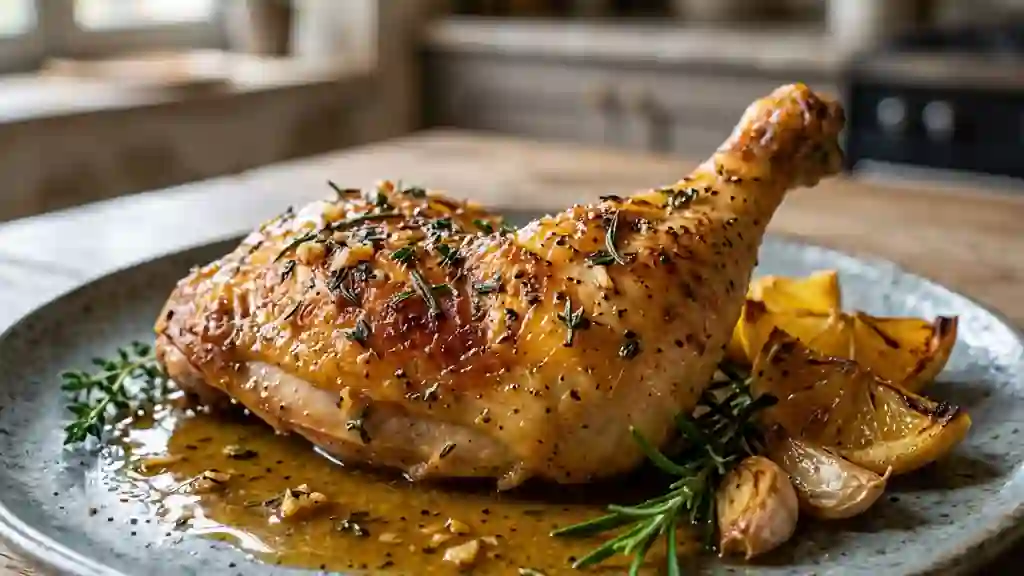Cuisse de poulet acidulée, peau craquante - Photo de présentation